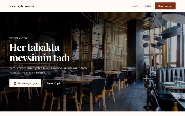 Restaurant & cafe home page of a site built with the template